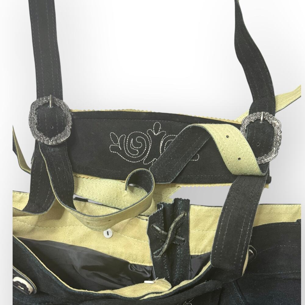 Men’s Black Leather Lederhosen Size XL 40 Waist German Bavarian Oktoberfest - Picture 7 of 11
